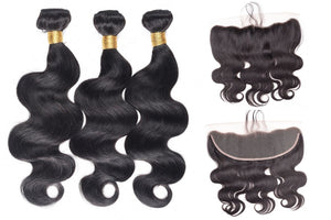 Goddess Bundle Deal (16",18",20"w/ 16" Frontal.) Straight and Body Wave