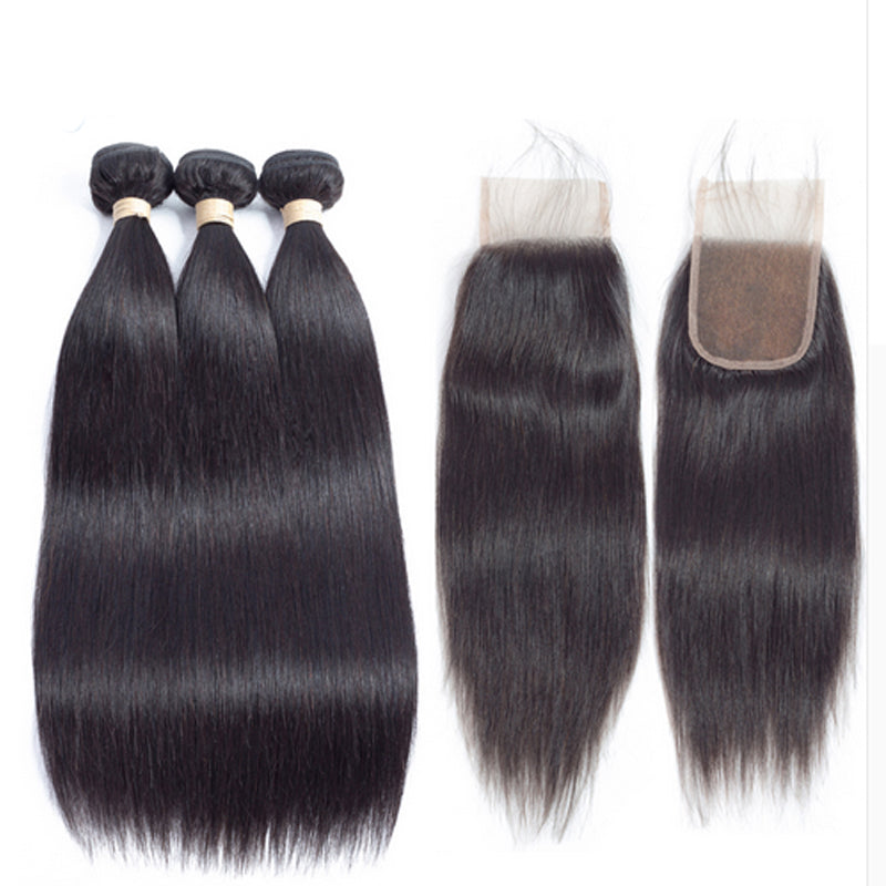 Goddess Beauty Bundle Deal (16",18",20" w/16" Closure). Straight and Body Wave